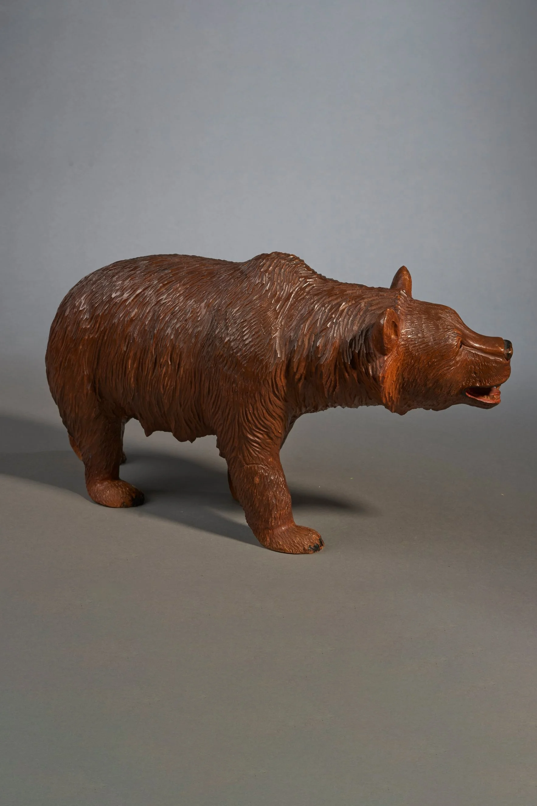 Swiss Black Forest Bear Bench Linden Wood c.1870 | Antique